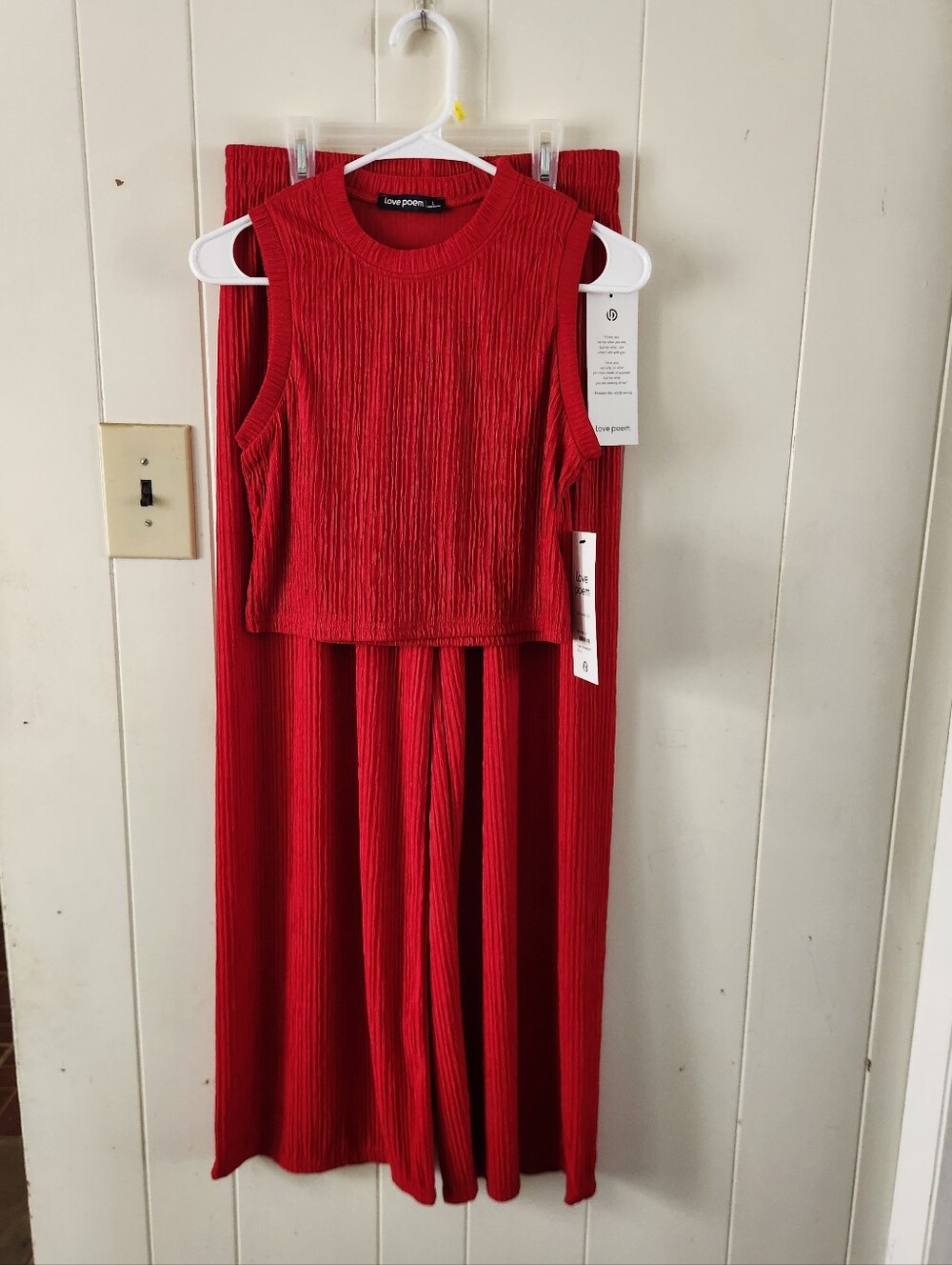 NWT Love Poem Red Ribbed Two-Piece Set Size L